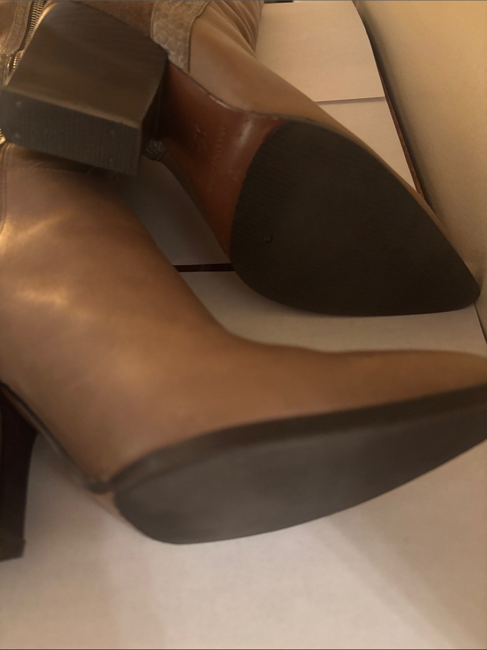 Donald J. Pliner Brown Leather Over-the-Knee Pointed Toe Boots - Picture 9 of 10